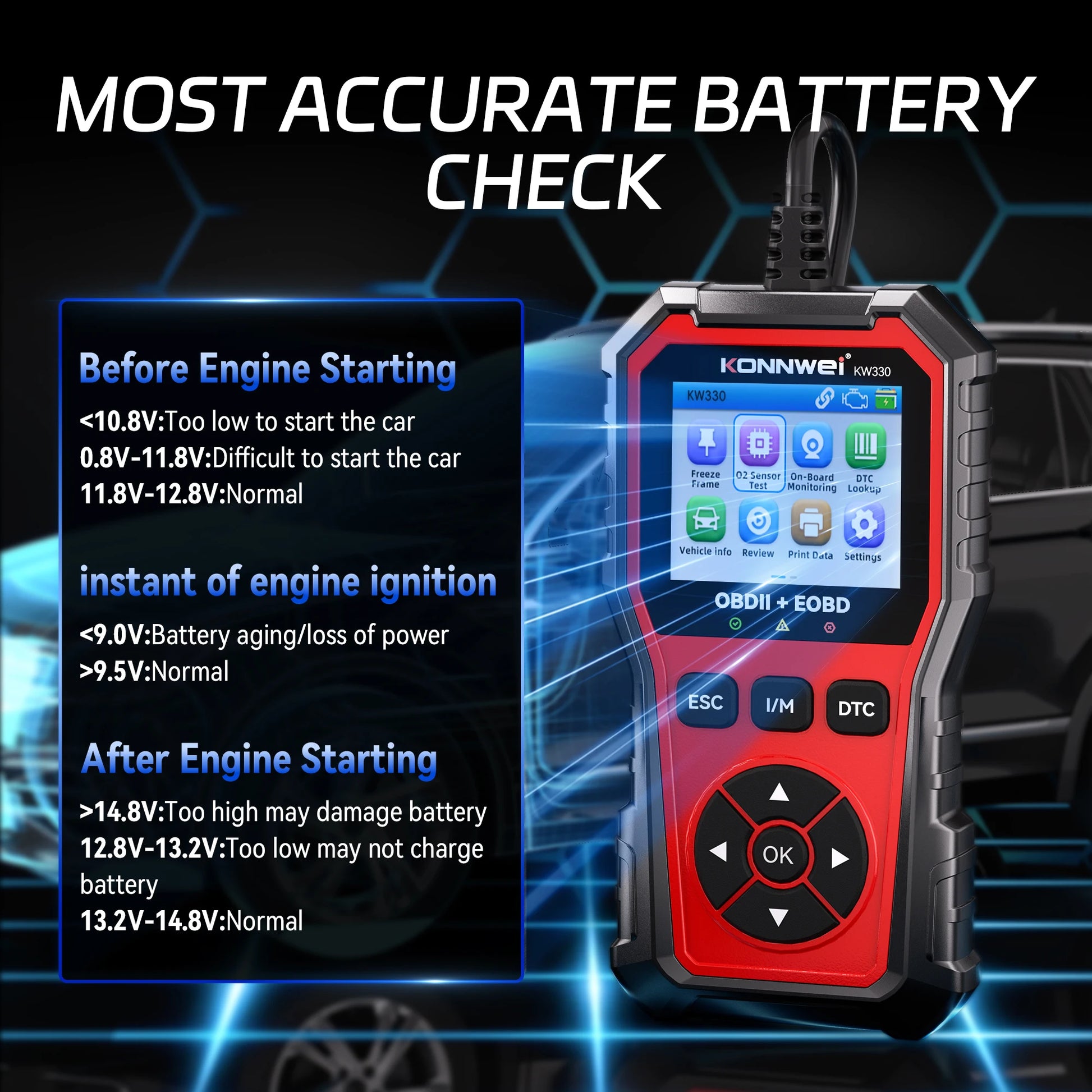 KONNWEI KW330 OBD2 Diagnosetool – SwissGlanzGarage Ansicht 4