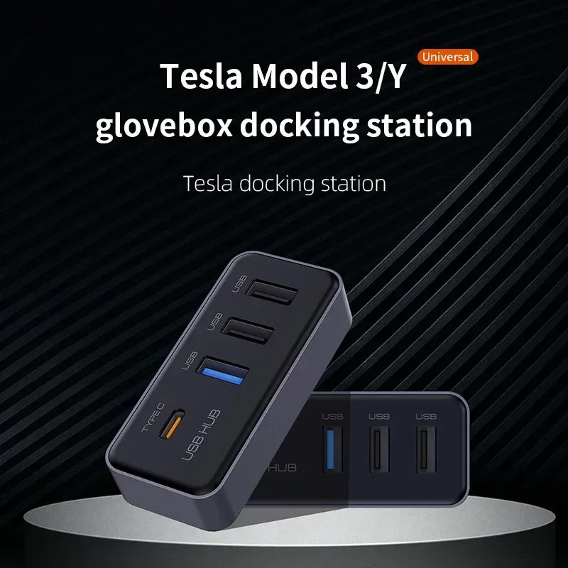 4-in-1 USB Hub für Tesla Model 3/Y – SwissGlanzGarage Autopflege Schweiz