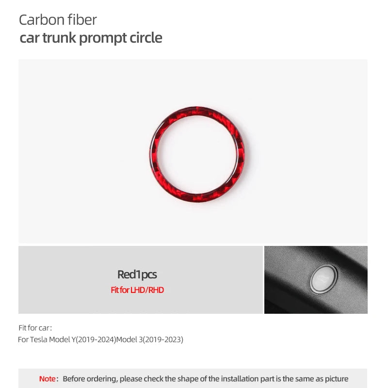 Carbon-Faser Kofferraum-Schalter-Ring für Tesla