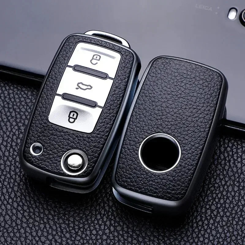 Leder TPU Autoschluessel-Huelle VW – SwissGlanzGarage Autopflege Schweiz