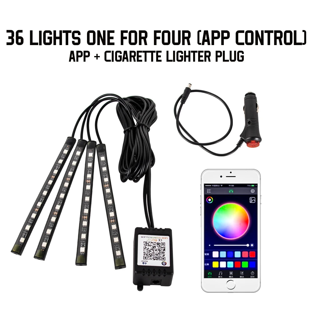 USB LED Ambiente Fussraumbeleuchtung Auto RGB