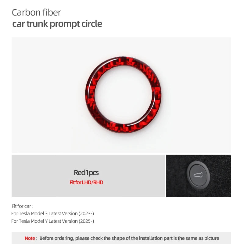 Carbon-Faser Kofferraum-Schalter-Ring für Tesla