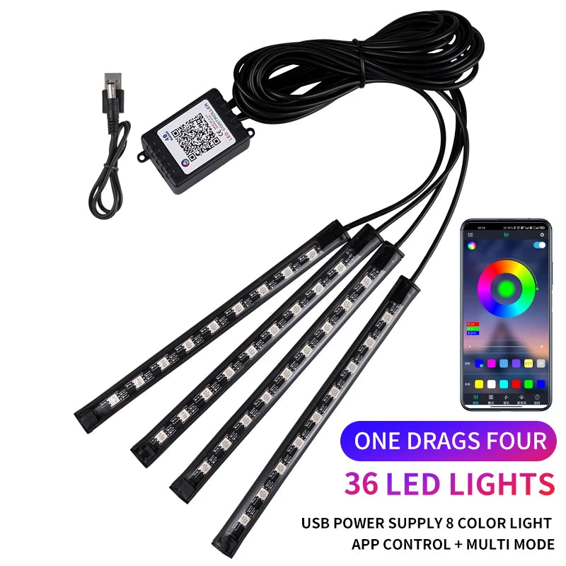 Neon LED Auto Innenraum Ambient Fussraum Beleuchtung
