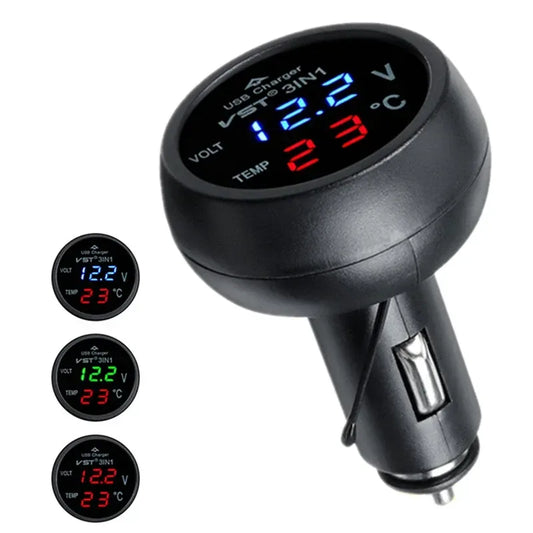 3 in 1 DC 12V/24V LED Digital Meter USB Ladegerät – SwissGlanzGarage Autopflege Schweiz