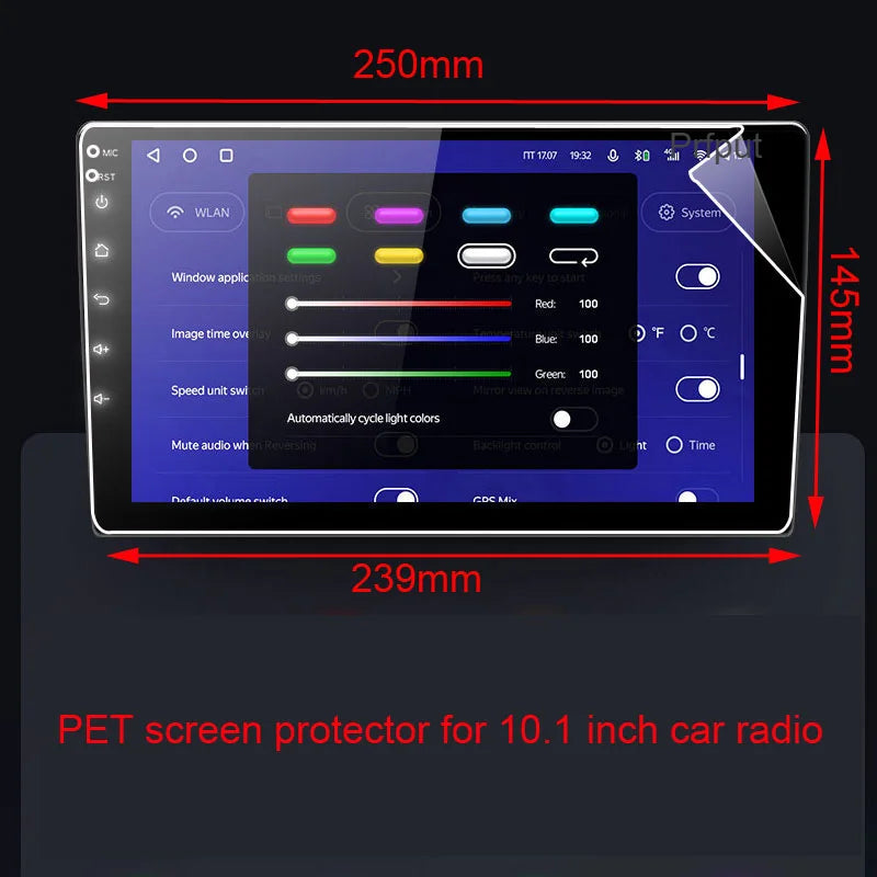 9" PET Schutzfolie für TEYES CC2 CC2L Spro 2 DIN