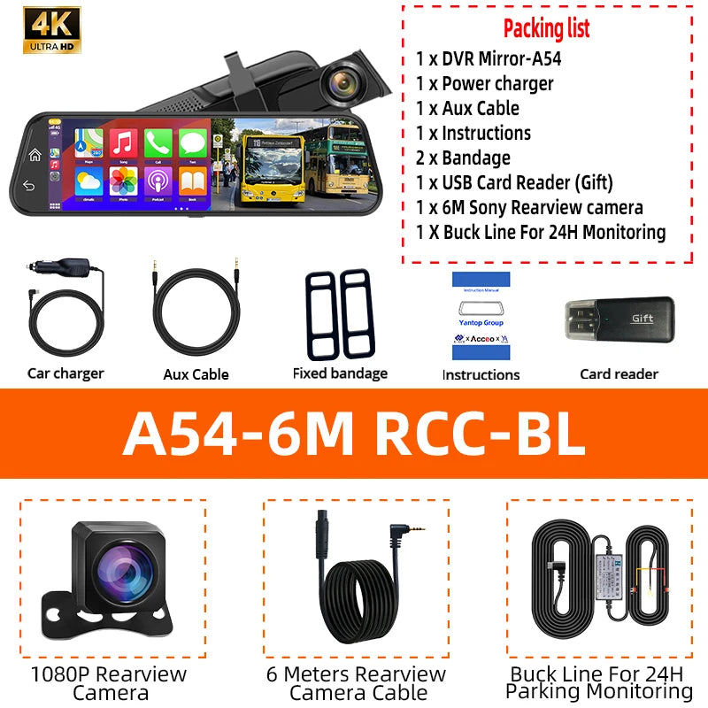 4K HD Auto DVR Touchscreen mit Carplay & Android Auto