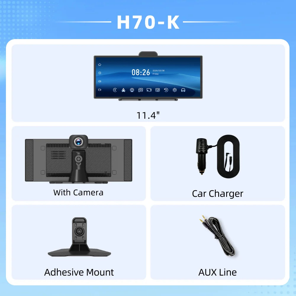 H70 Plus 11.4" 4K QLED Dash Cam