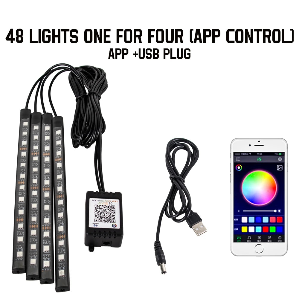 USB LED Ambiente Fussraumbeleuchtung Auto RGB