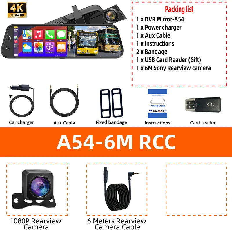 4K HD Auto DVR Touchscreen mit Carplay & Android Auto