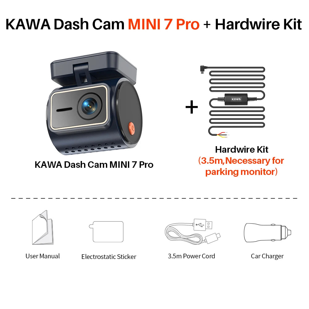 KAWA 4K Dashcam MINI 7 Pro mit WiFi und GPS