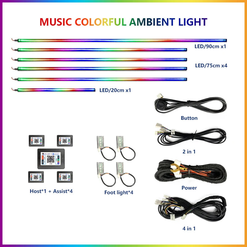 22 in 1 Auto LED Ambient Lampen Set