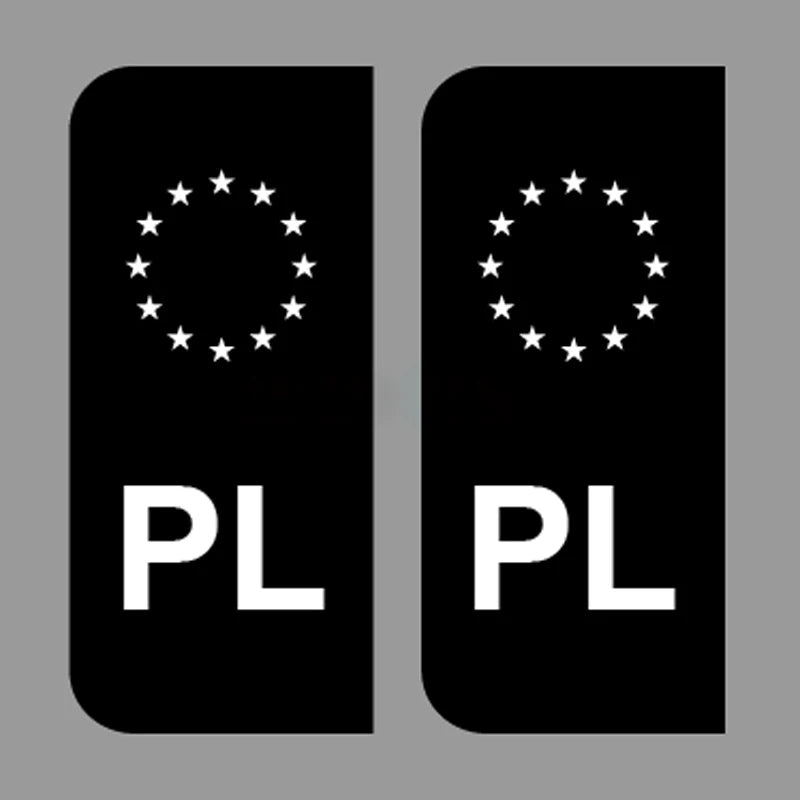 2 x Nummernschild Aufkleber Schwarz
