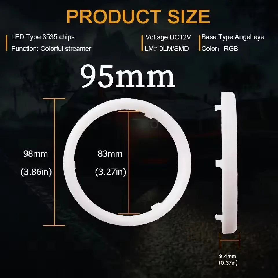 RGB Cotton LED Angel Eyes Halo Rings 60mm 70mm 80mm