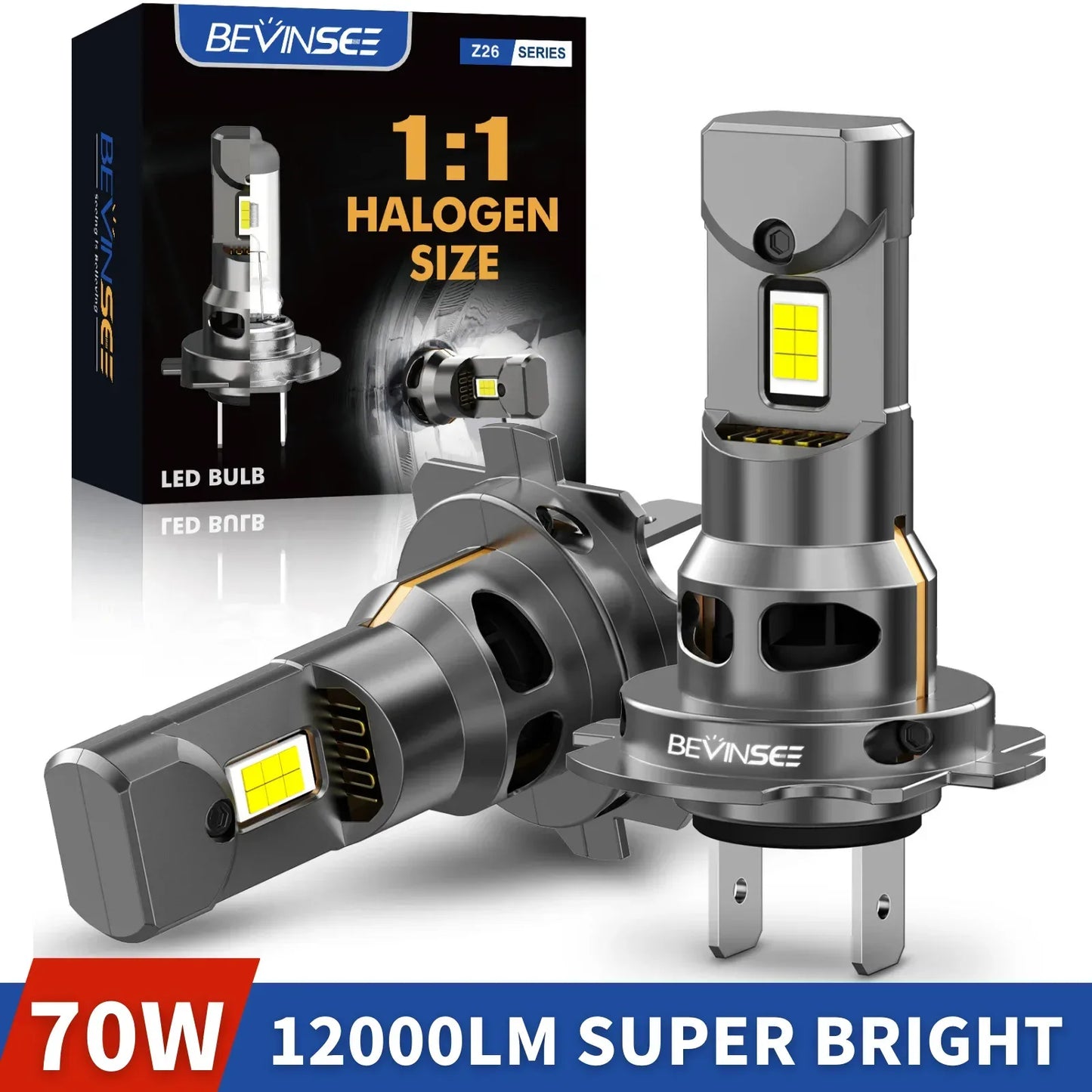 BEVINSEE H7 LED Scheinwerfer 1:1 Halogen Grösse – SwissGlanzGarage Autopflege Schweiz