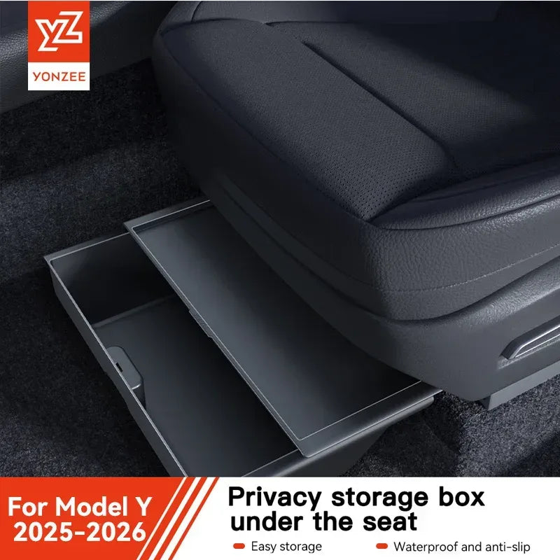 Aufbewahrungsbox unter dem Sitz für Tesla Model Y – SwissGlanzGarage Autopflege Schweiz