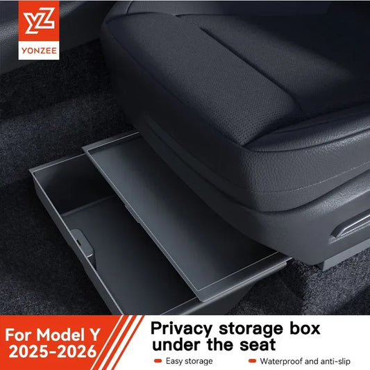 Aufbewahrungsbox unter dem Sitz für Tesla Model Y – SwissGlanzGarage Autopflege Schweiz