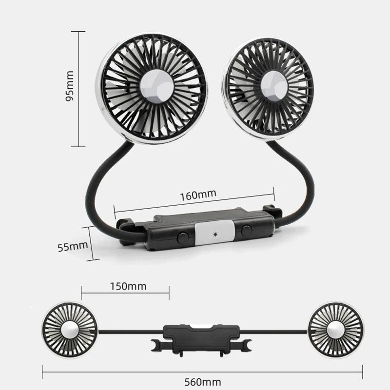 SEAMETAL USB Ventilator mit Doppelkopf