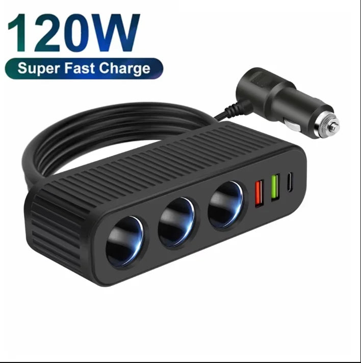 3-in-1 USB 120W Zigarettenanzünder-Splitter