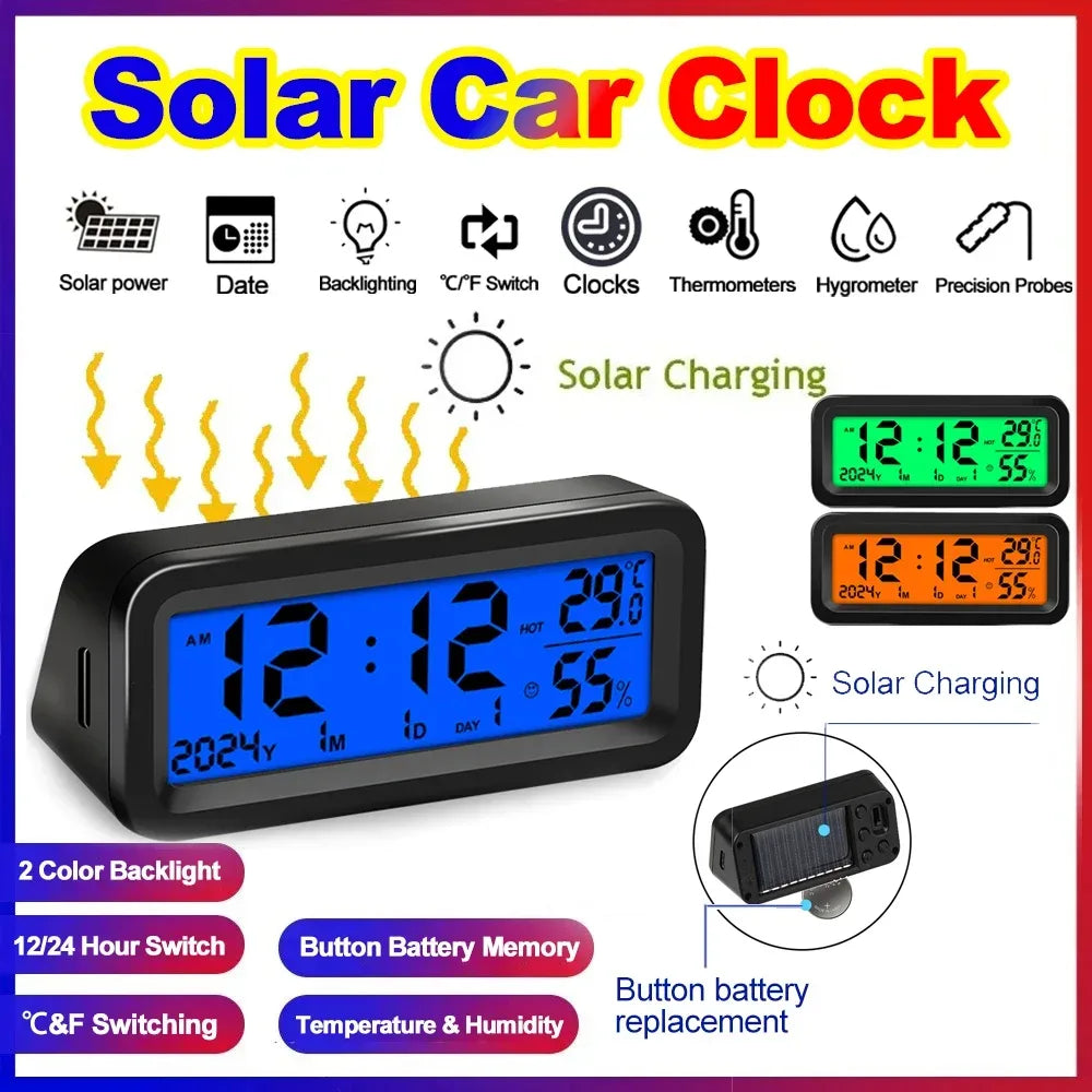 Solar-Uhr für Auto mit Temperaturanzeige – SwissGlanzGarage Autopflege Schweiz