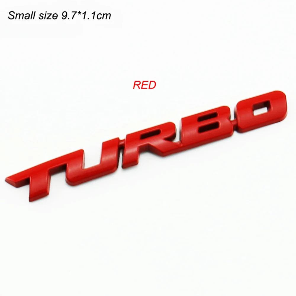 3D Turbo Emblem in Schwarz, Rot, Silber