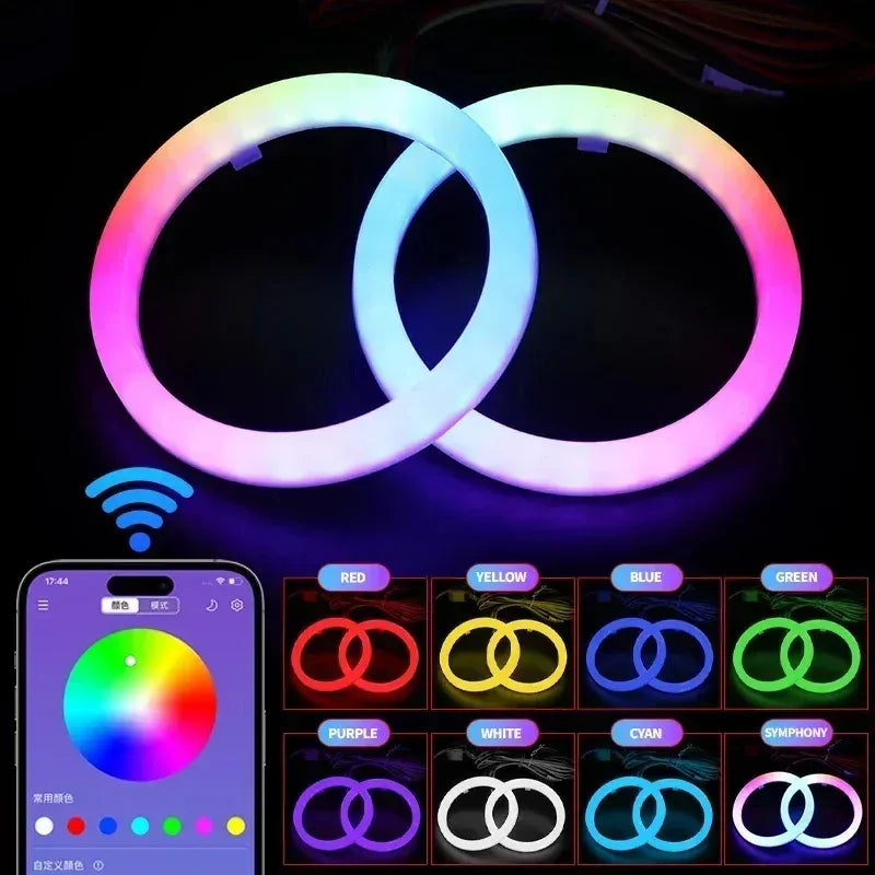 RGB Cotton LED Angel Eyes Halo Rings 60mm 70mm 80mm – SwissGlanzGarage Autopflege Schweiz