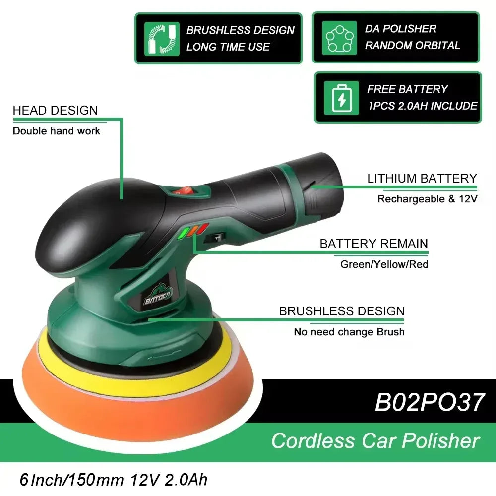 BATOCA Kabellose Auto-Poliermaschine Dual Action – SwissGlanzGarage Autopflege Schweiz