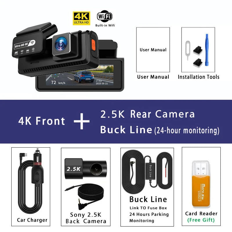 ADAS Dashcam 4K + 2.5K mit GPS