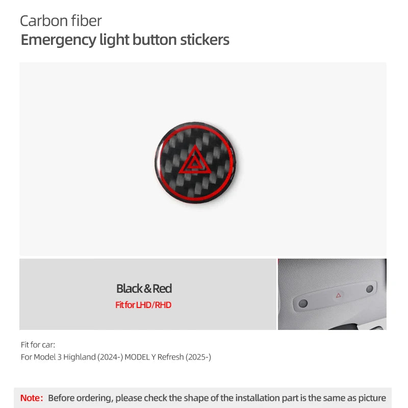 Carbon Fiber Notlicht-Knopf Aufkleber Set