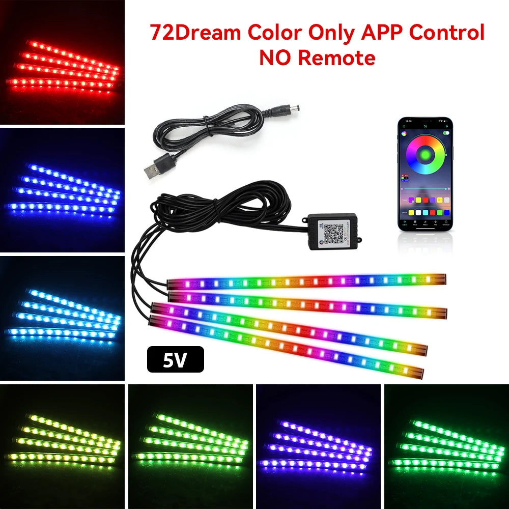 USB LED Ambiente Fussraumbeleuchtung Auto RGB