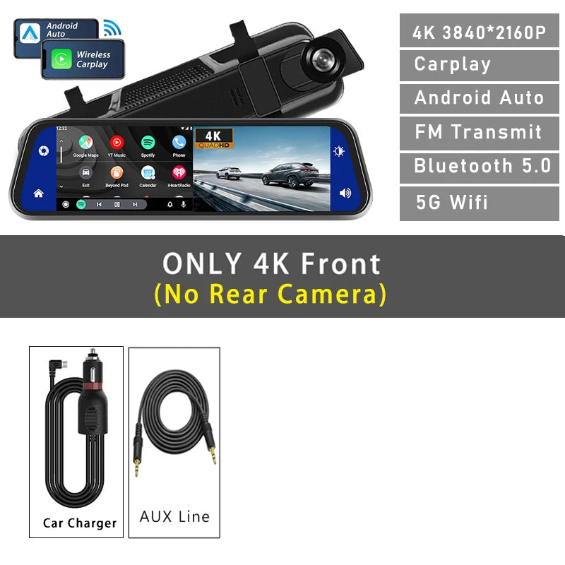 10" Dash Cam 4K DVR mit GPS und 5G WIFI