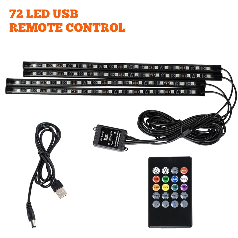 USB LED Ambiente Fussraumbeleuchtung Auto RGB