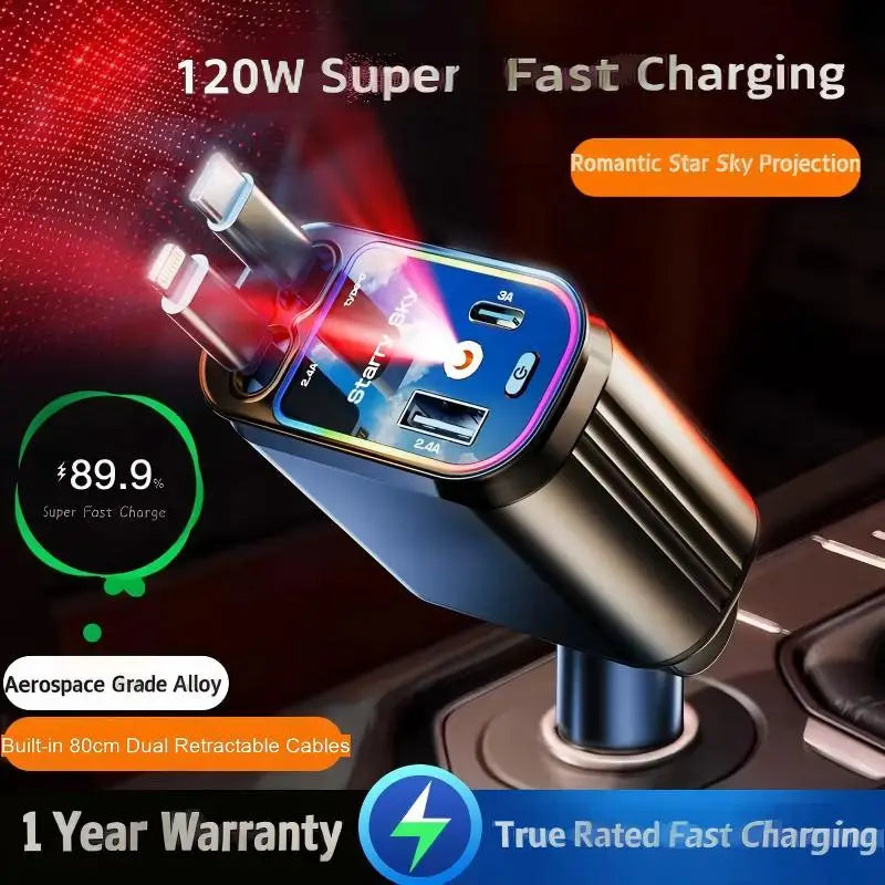 180W 5-in-1 Auto Schnell-Ladegerät mit Kabel
