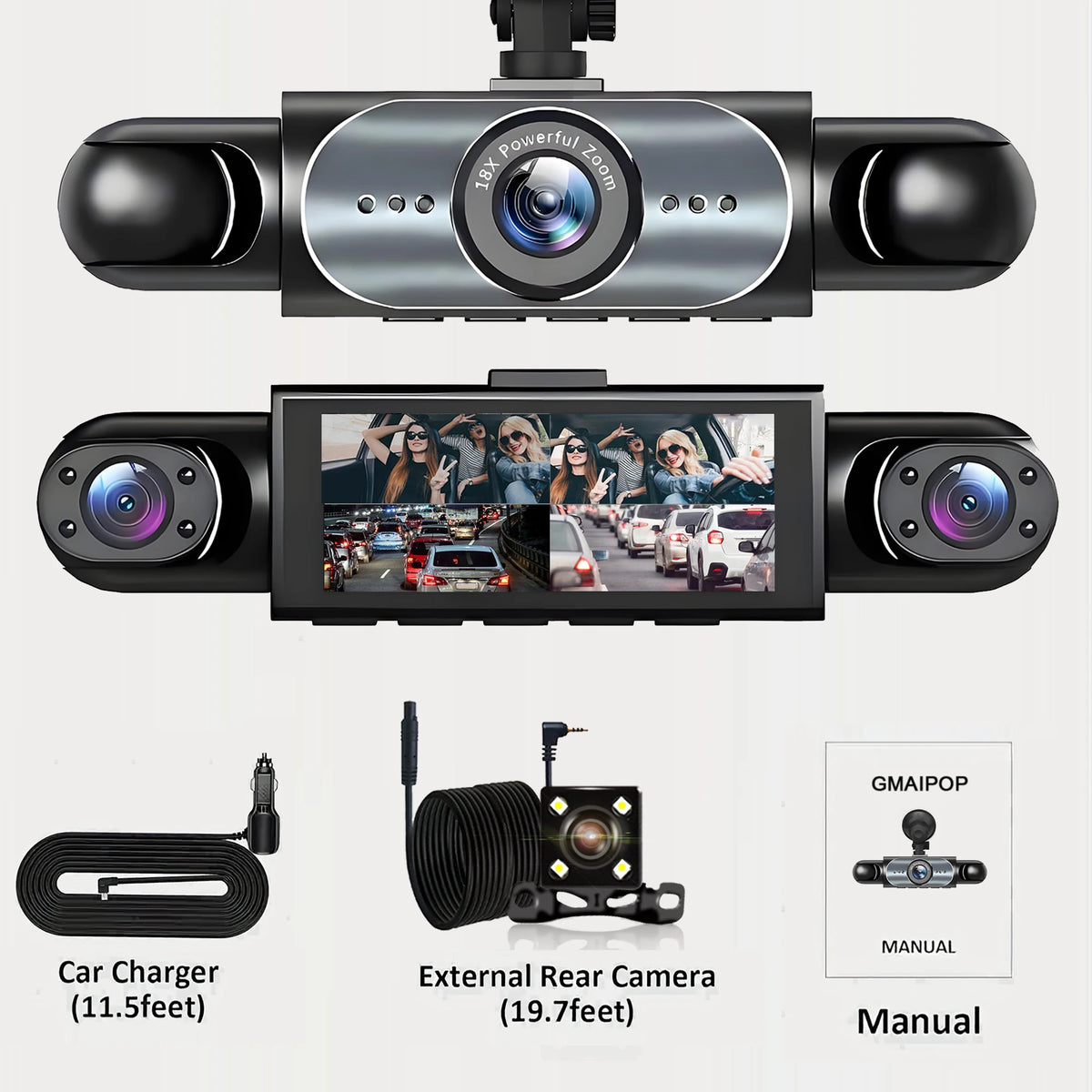 4-Kanal Dashcam 360° Auto Video Recorder