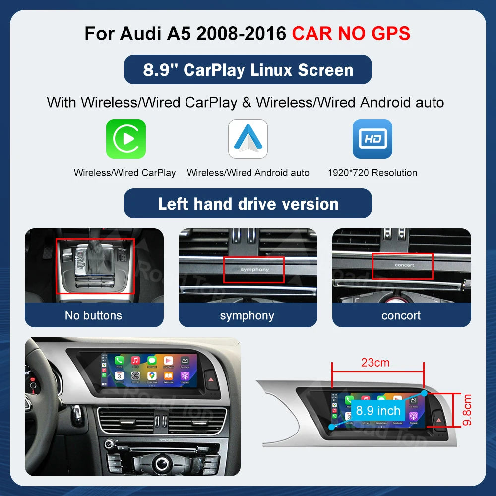8.9 Zoll Multimedia Display Touchscreen für Audi A5 S5
