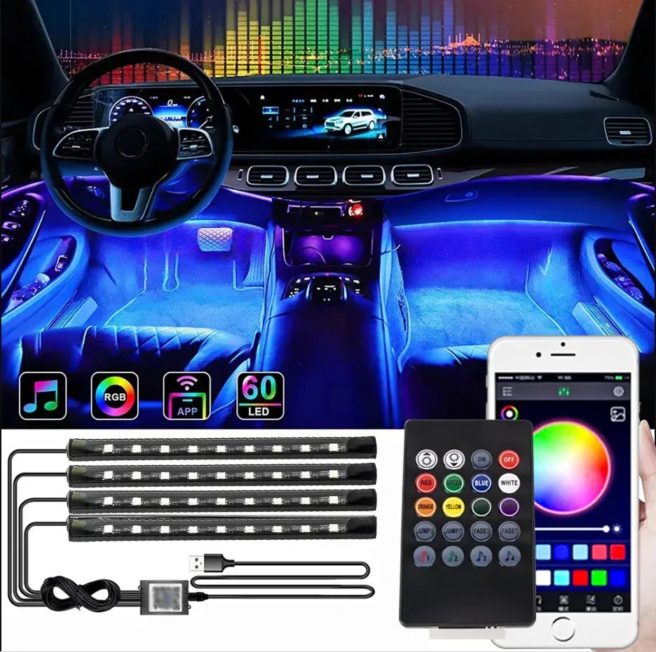 RGB LED Ambientebeleuchtung für Auto Innenraum USB – fürs – SwissGlanzGarage Autopflege Schweiz