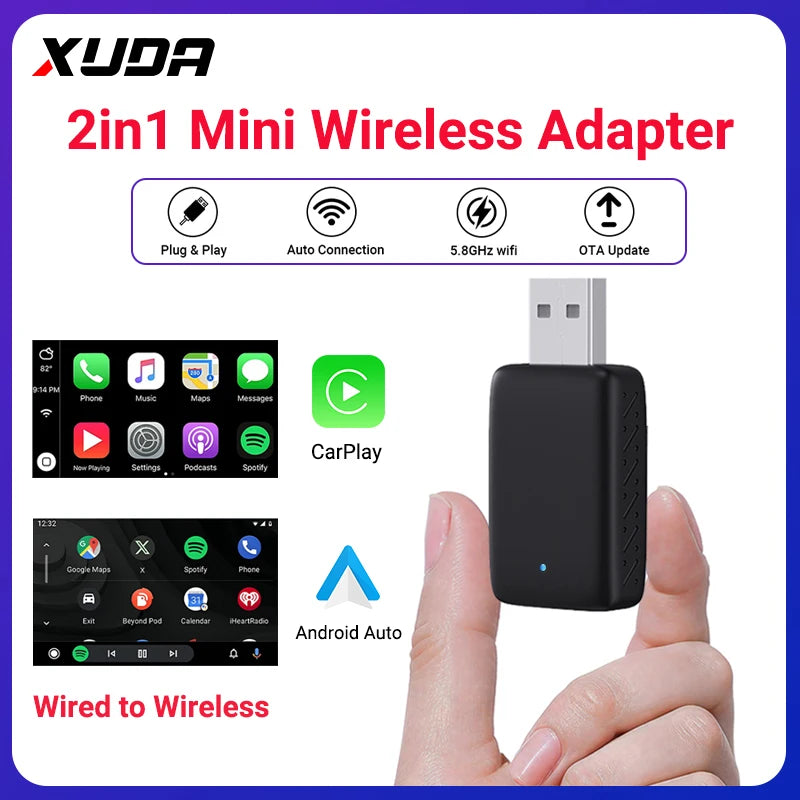 Wired to Kabellos CarPlay und Android Auto 2 in 1 Mini