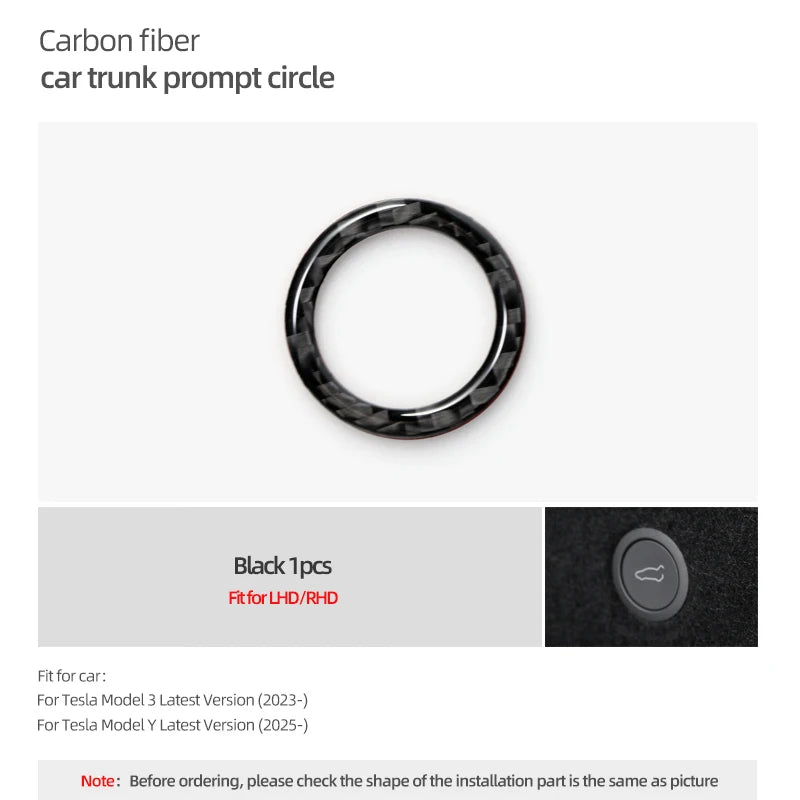 Carbon-Faser Kofferraum-Schalter-Ring für Tesla