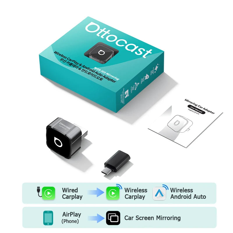 OTTOCAST MINI AIR Cube 4.0 Kabellos CarPlay Adapter