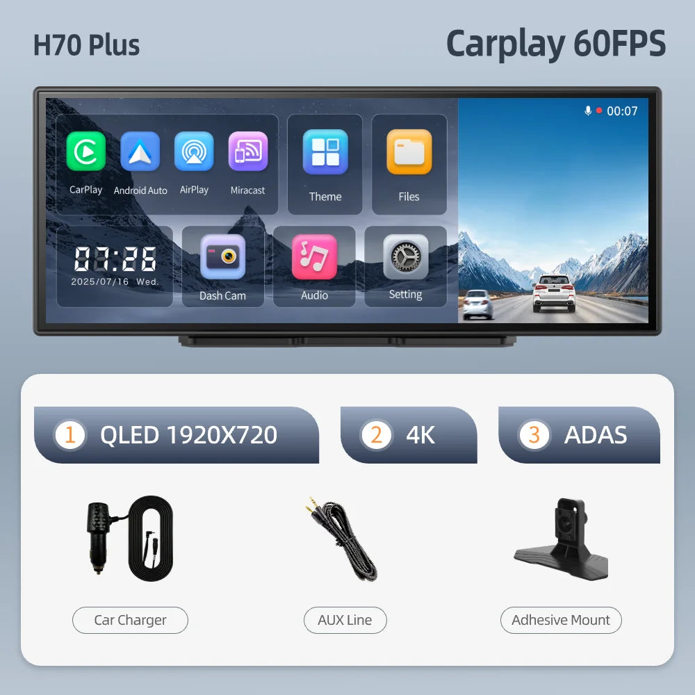 H70 Plus 11.4" 4K QLED Dash Cam