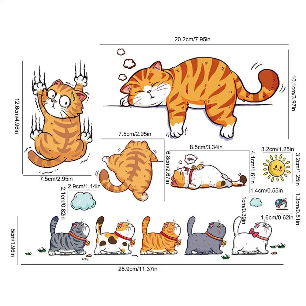 Lustige Auto-Katzen-Aufkleber Set
