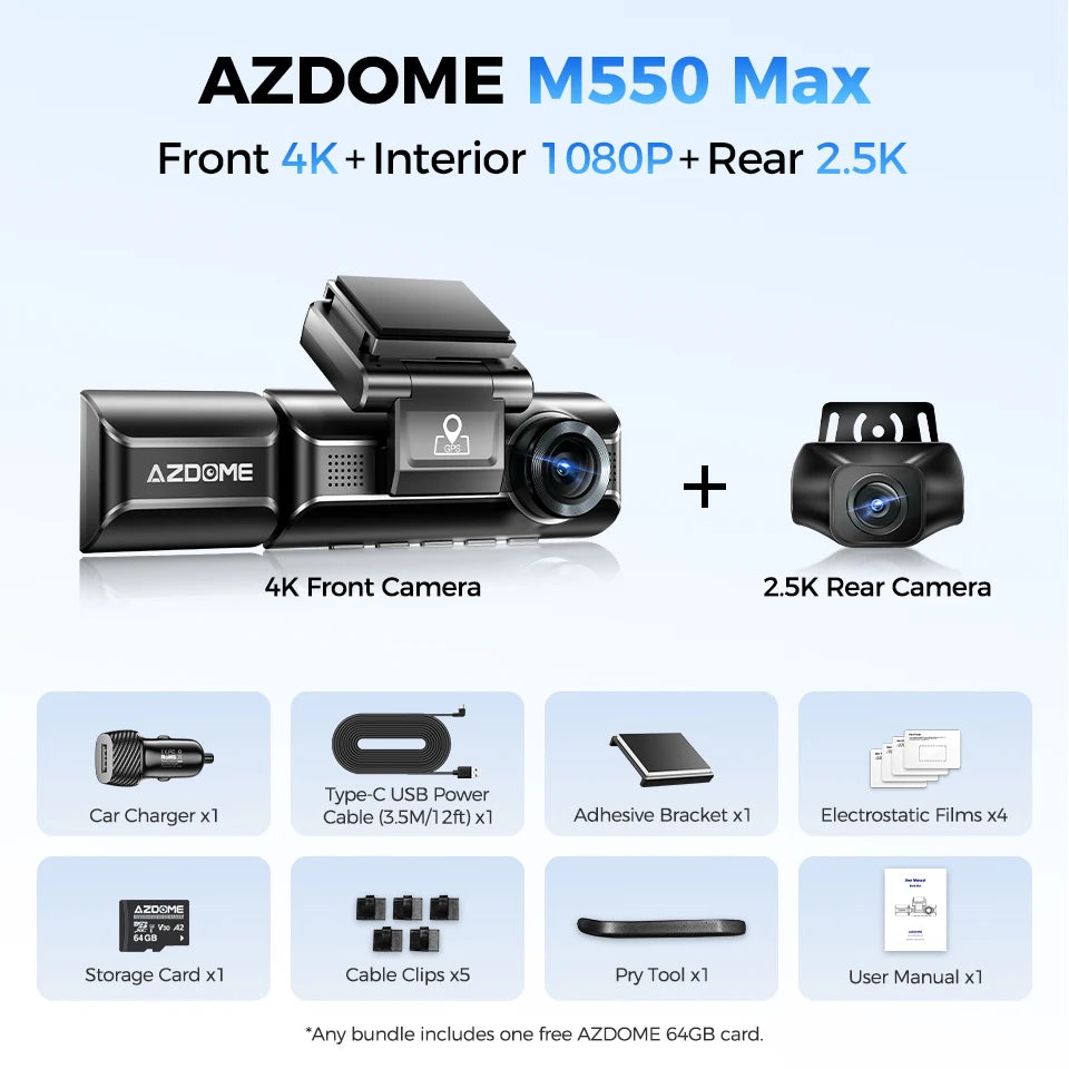 AZDOME M550 Max Dash Cam 4K+1K+2.5K