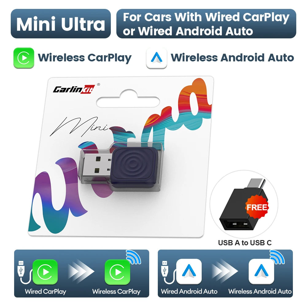 CarlinKit Mini Ultra Kabellos Adapter 2-in-1