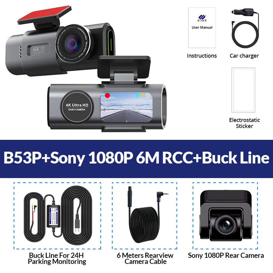 Dashcam 4K UHD mit GPS und Wi-Fi