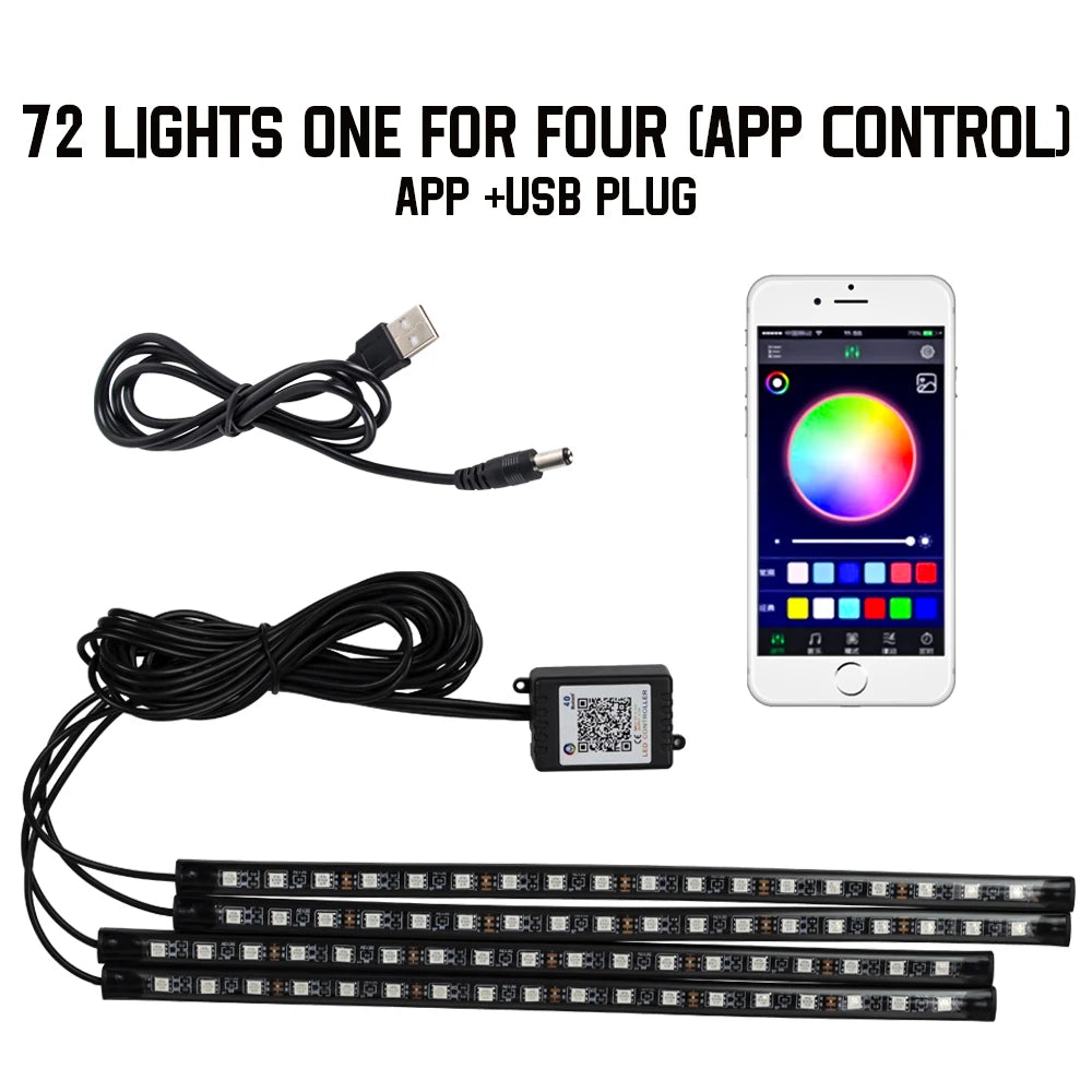 USB LED Ambiente Fussraumbeleuchtung Auto RGB