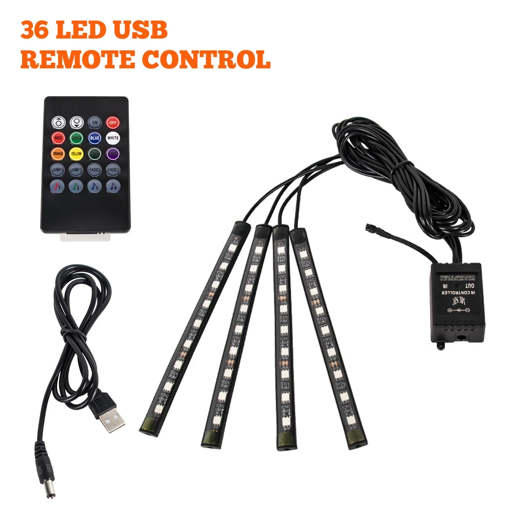 USB LED Ambiente Fussraumbeleuchtung Auto RGB