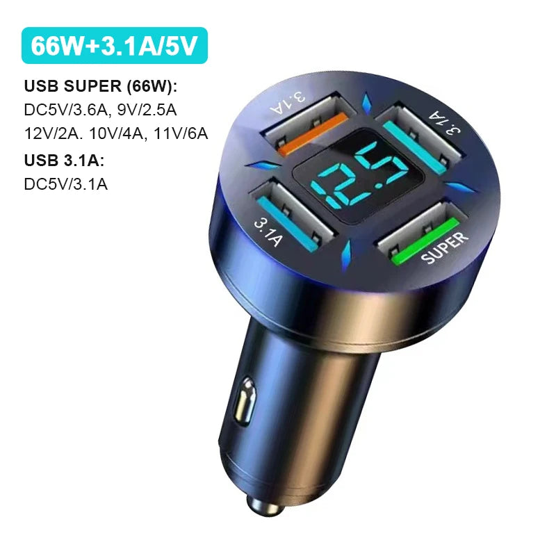 66W USB Auto Ladegerät 4 Ports Schnellladung