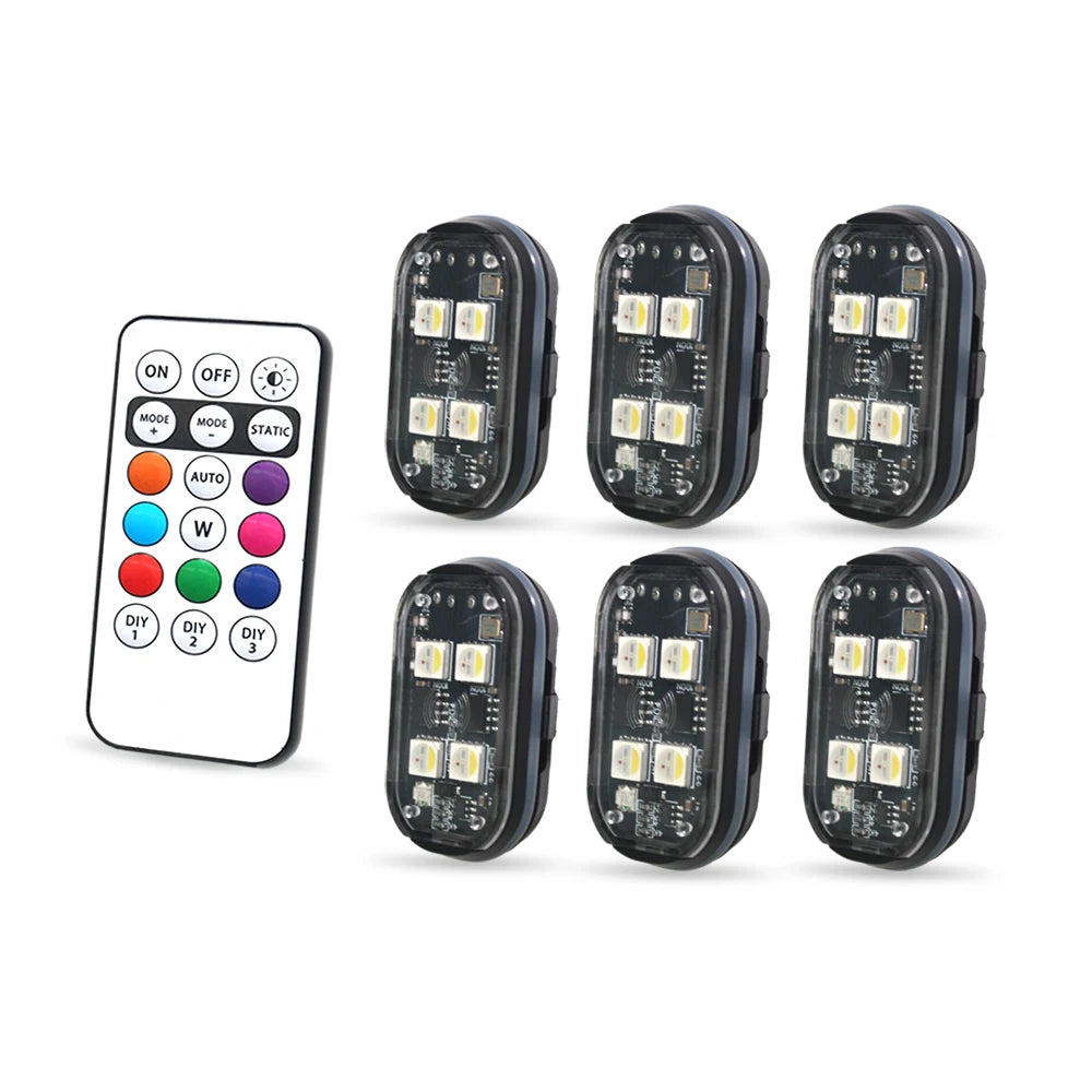 Kabellose LED-Strobelampen für Auto-Innenraum, 8 Farben