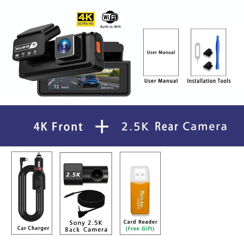 ADAS Dashcam 4K + 2.5K mit GPS
