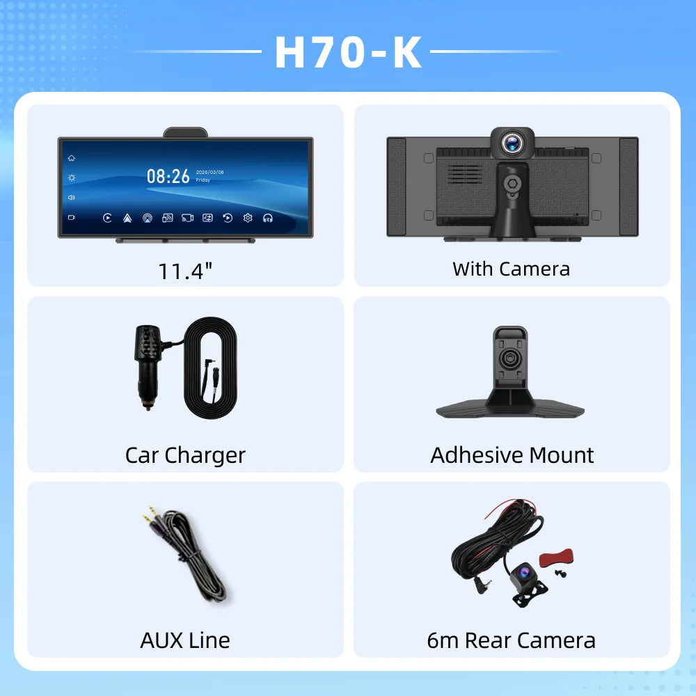 H70 Plus 11.4" 4K QLED Dash Cam