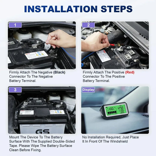 12V LED Auto-Batterietester mit Display – SwissGlanzGarage Autopflege Schweiz